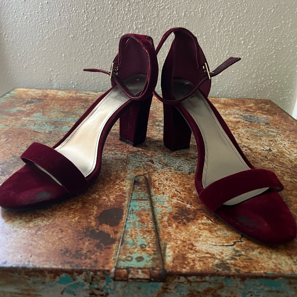 Size 12 Velvet Maroon Block Heels